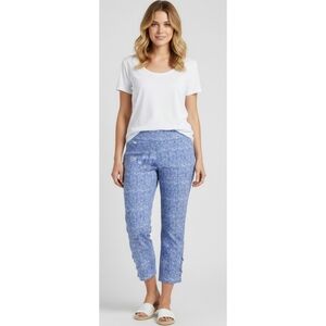 Philosophy Bengaline Tummy  Control Pull On Pants Blue Paisley Print Size XS